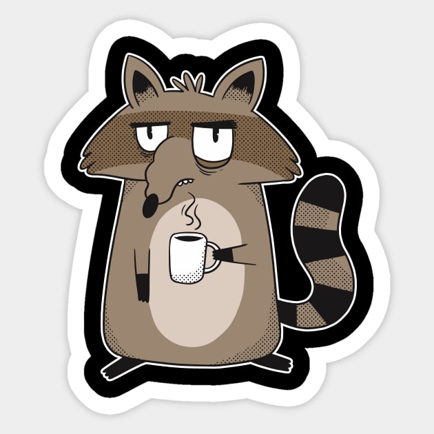 Raccoon with Coffee Sticker by Imaginariux